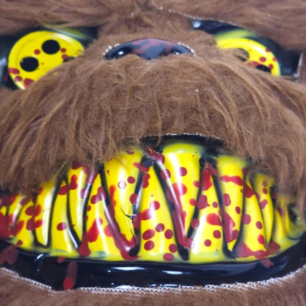 Spirit Halloween Scary Evil Bear Mask Brown Furry Horror Teddy Blood Teeth Creep - Picture 12 of 14